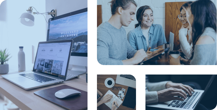 People Working and Laptop in Desk Image